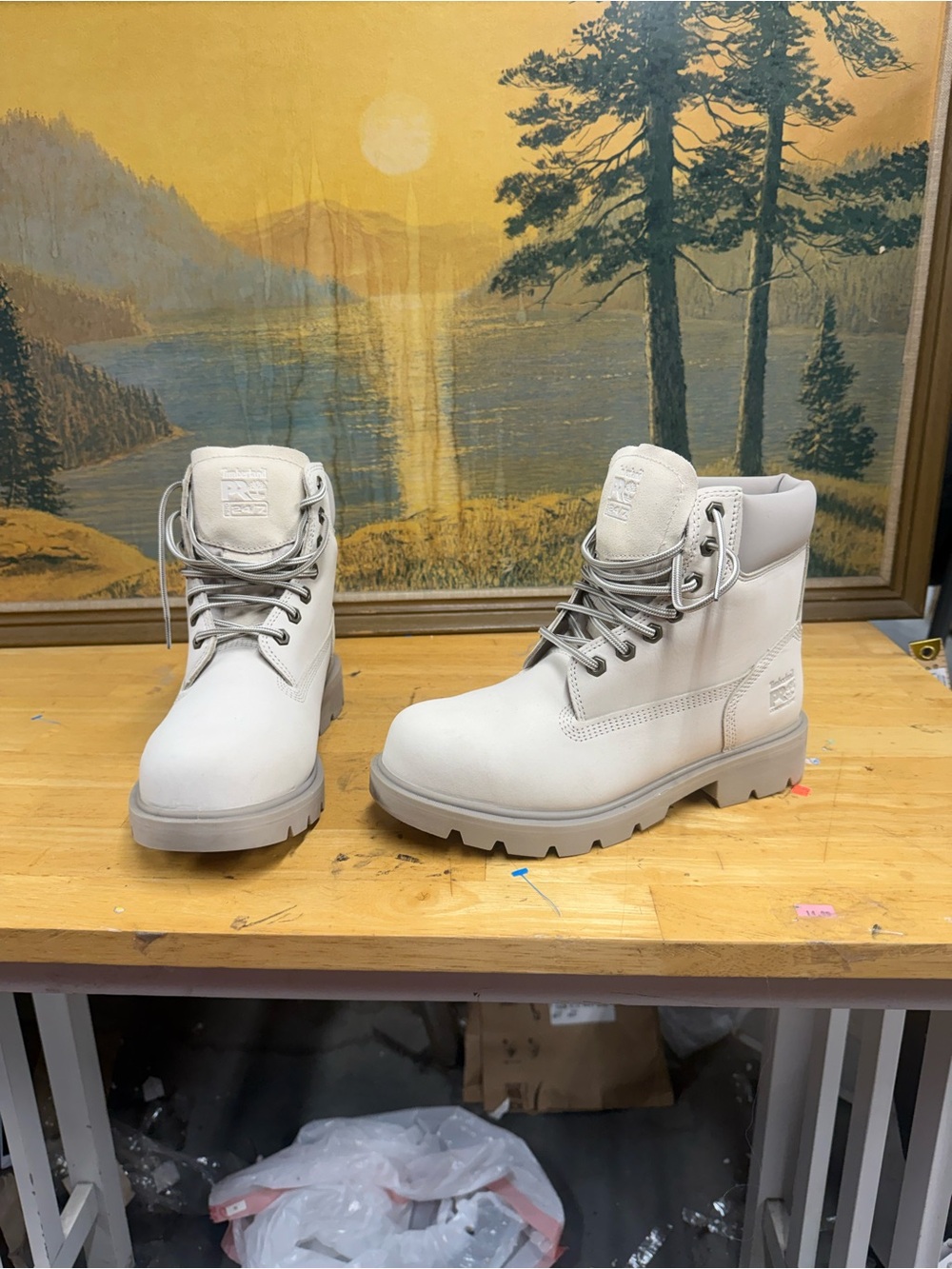 Timberland Pro 24/7 composite toe white w gray accent work boot Sz 7.5M